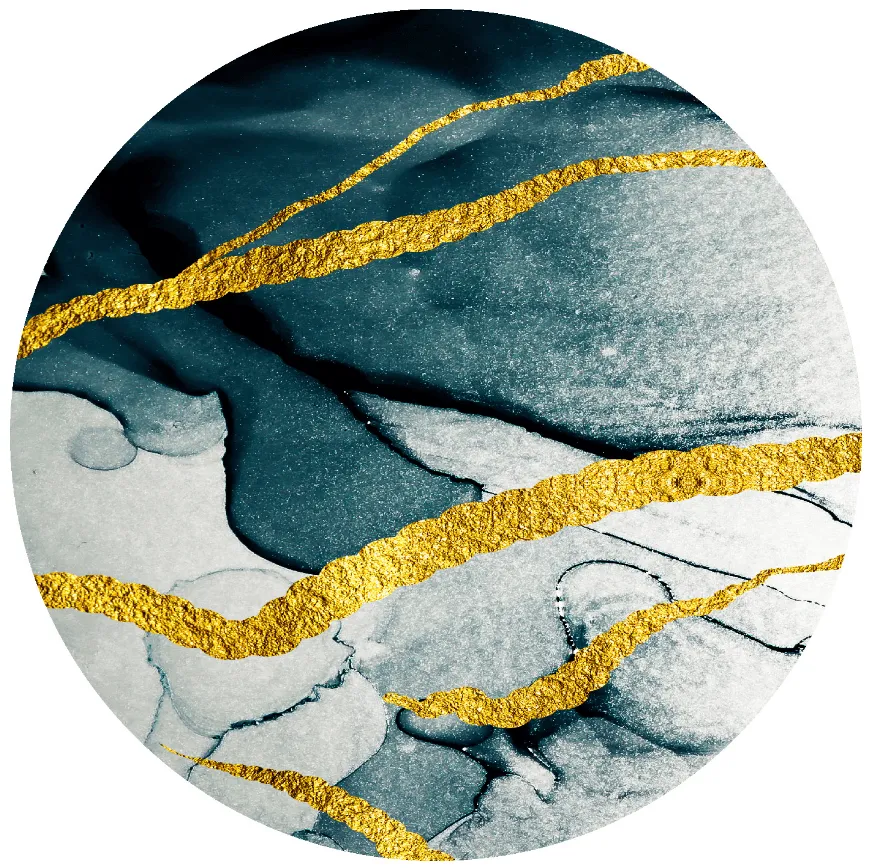 Round rug - Alvaro (blue/white/gold)