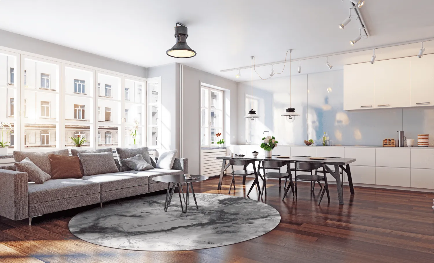 Round rug - Mermer (grey/white)