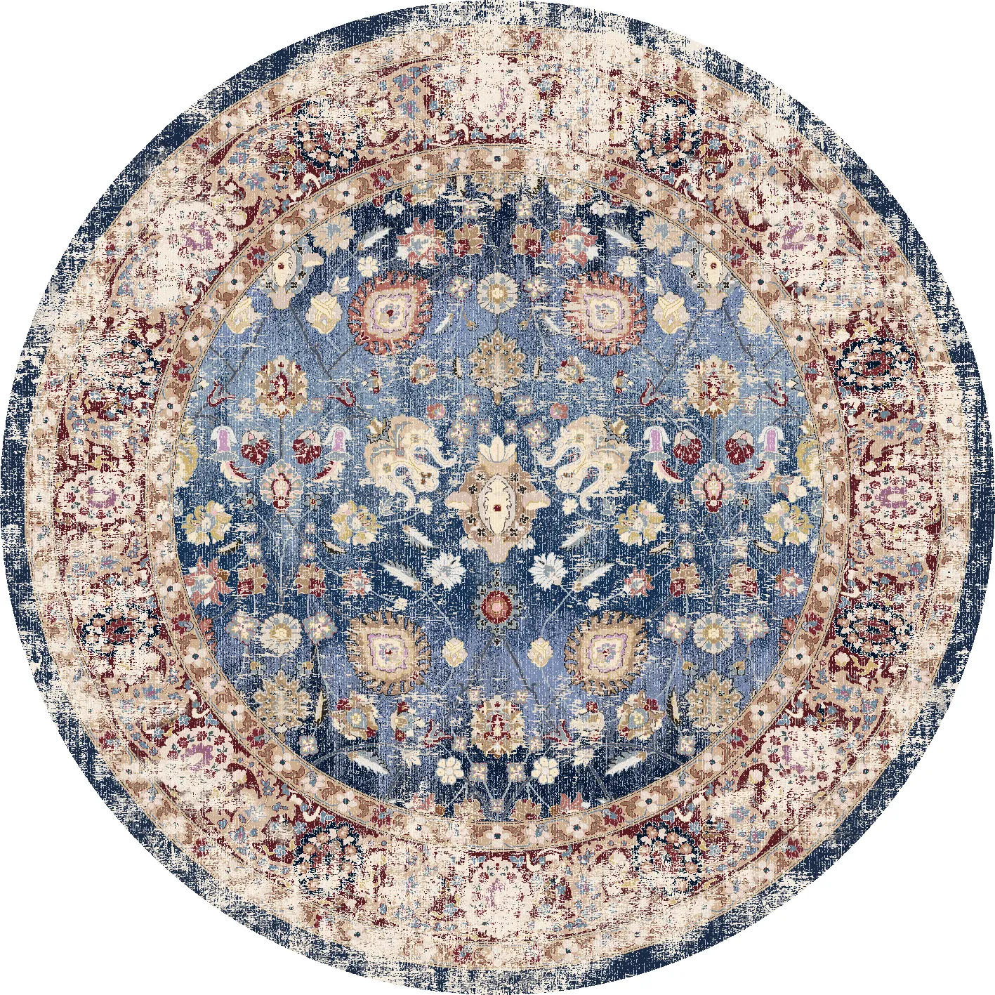 Round rug - Bouhjar (dark blue/multi)