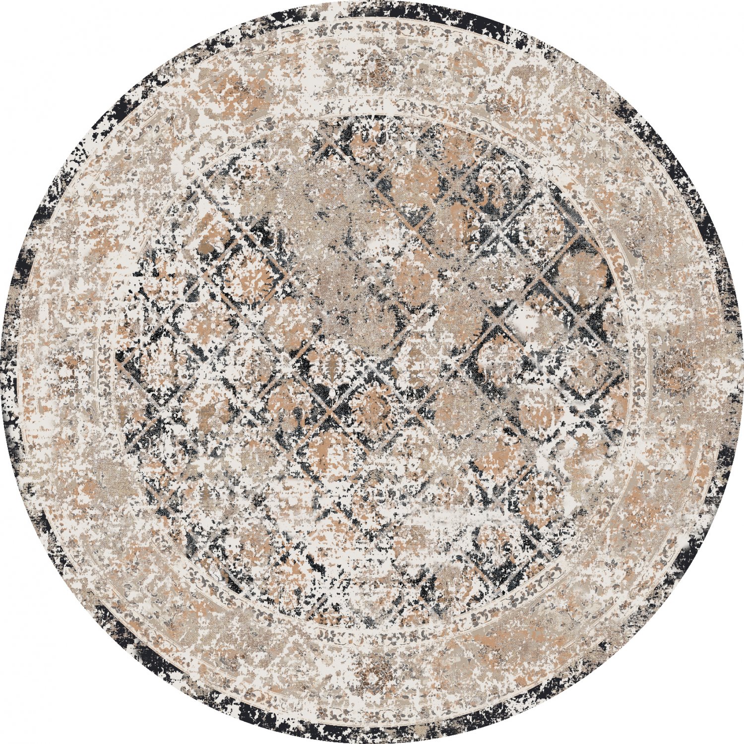 Round rug - Douz (black/multi)