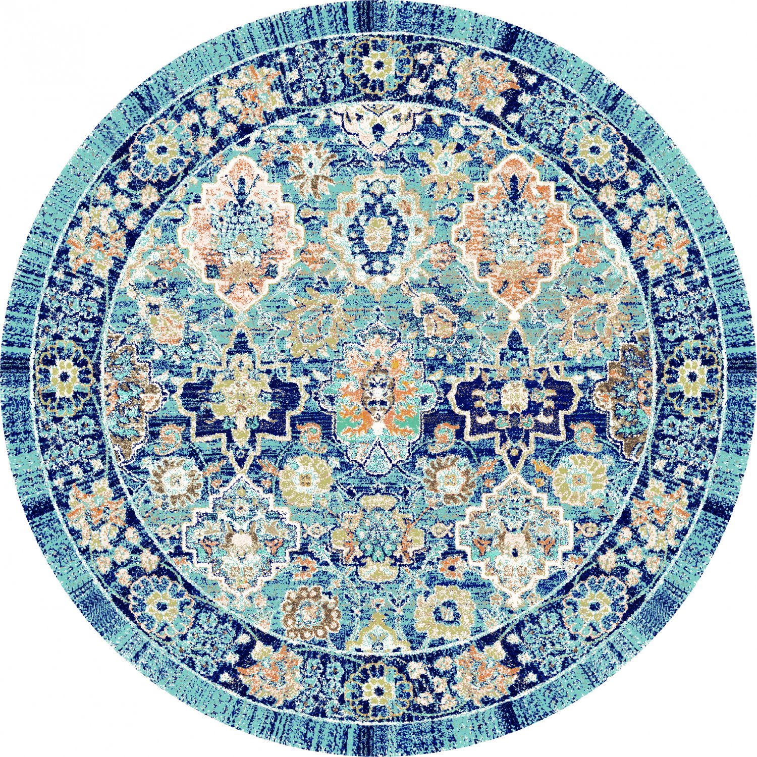 Round rug - Fernana (blue/multi)