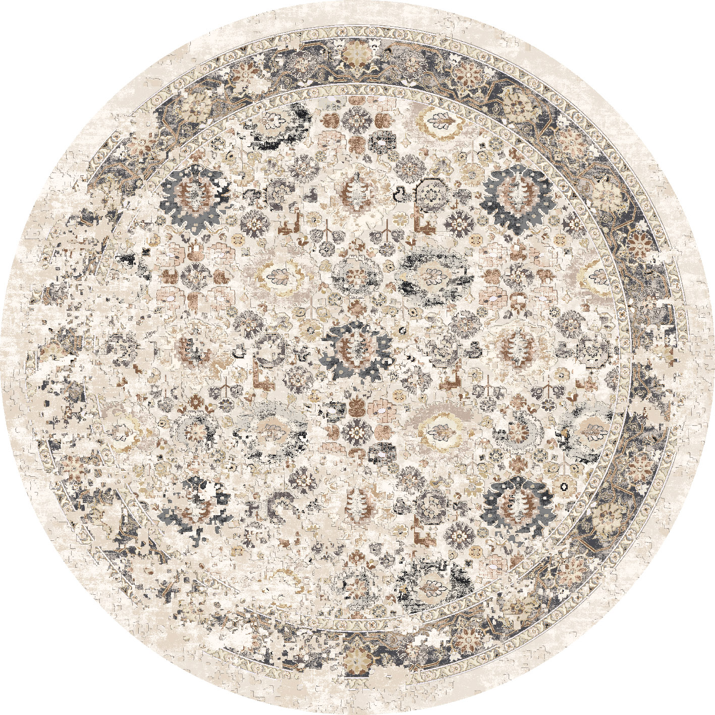 Round rug - Toujane (grey)