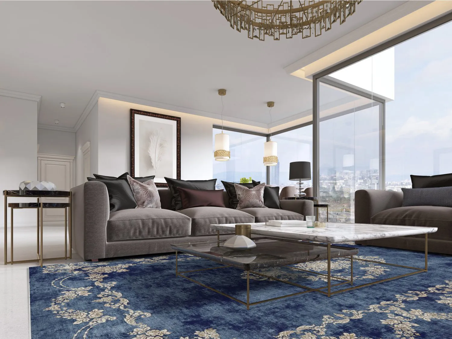 Wilton rug - Taknis (blue) - Living room rugs