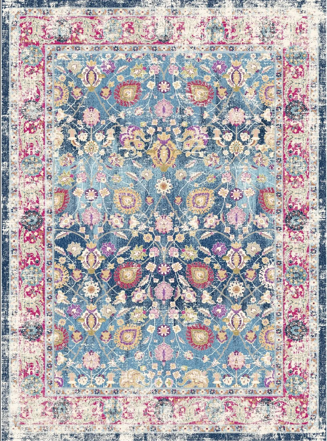 Wilton rug - Bouhjar (blue/pink/multi)