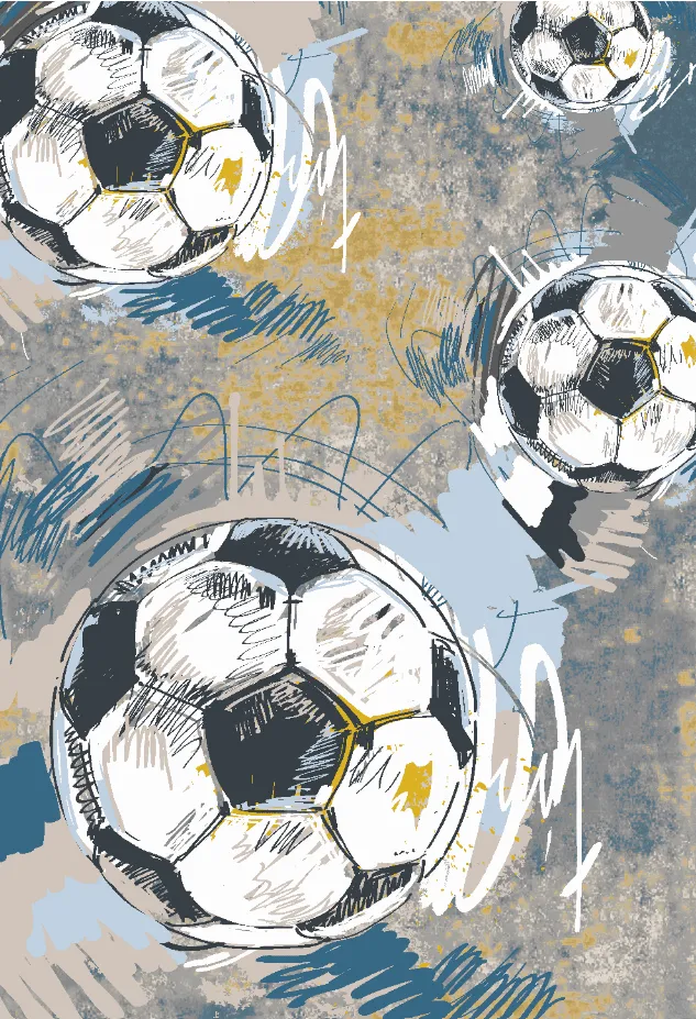 Childrens rugs - Cartoon Footballs (multi)