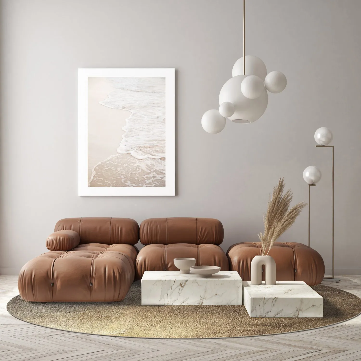 Round rug - Oristano (brown/gold)