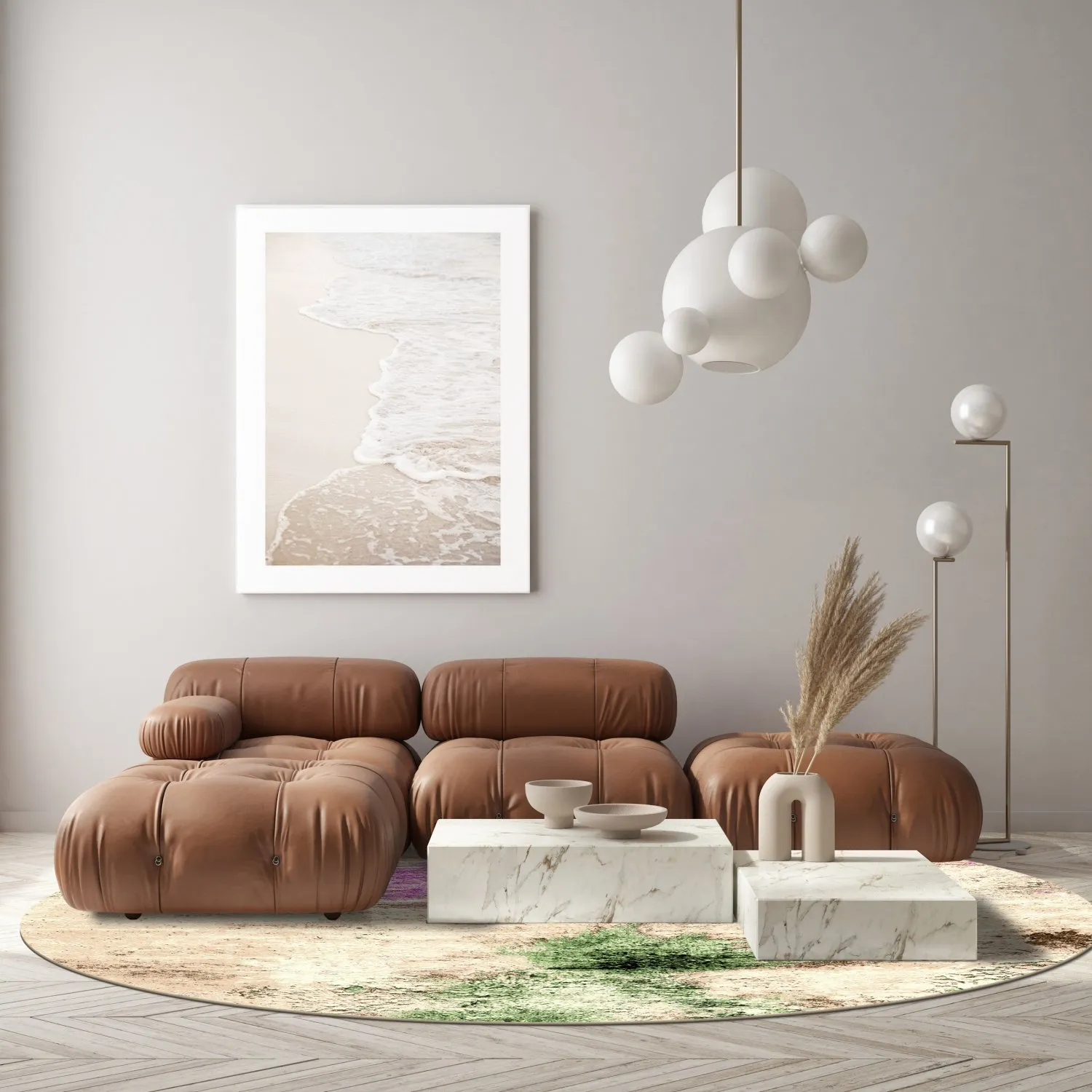 Round rug - Dimos (beige/multi)