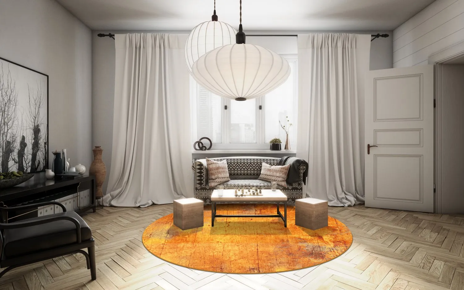 Round rug - Cesano (orange)
