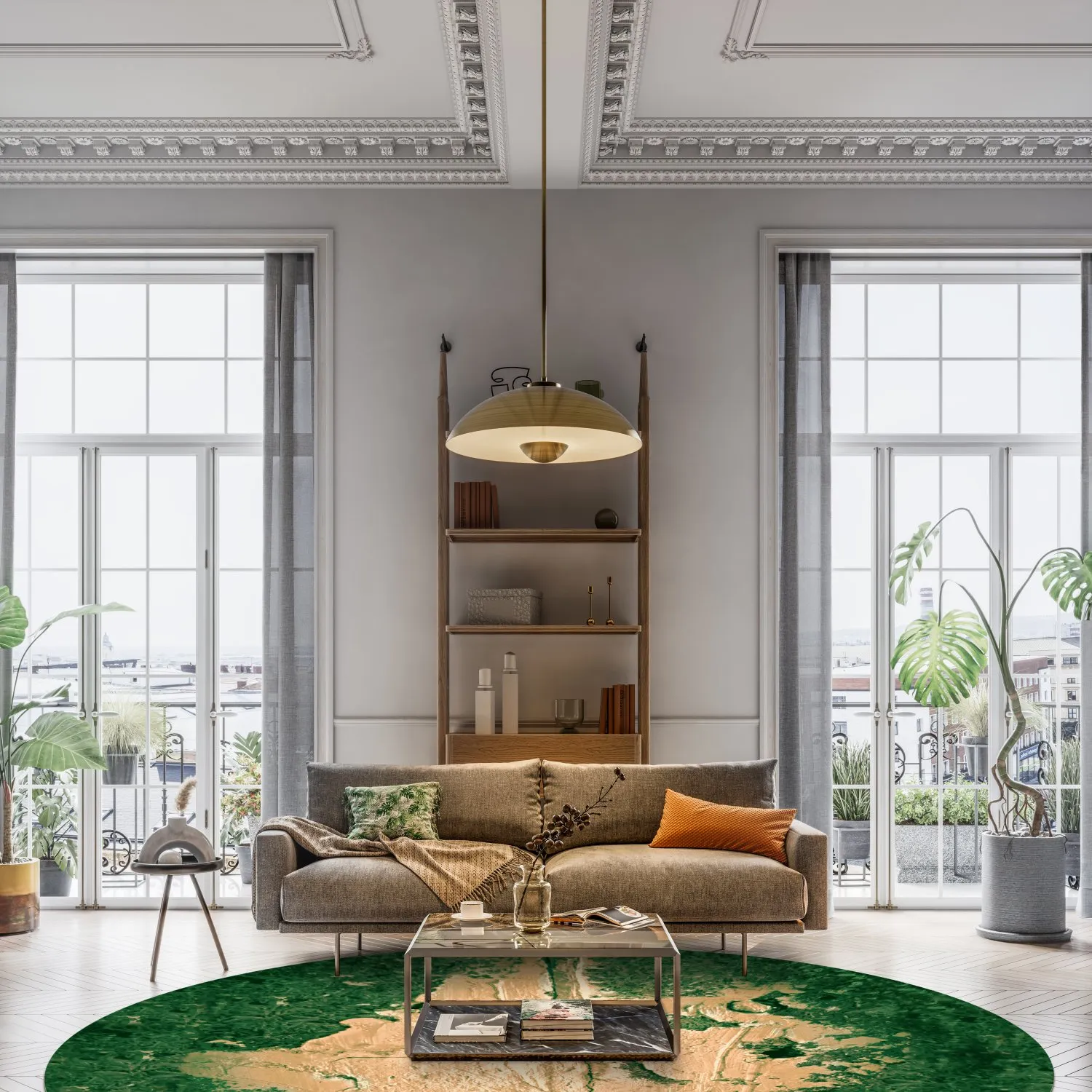 Round rug - Positano (beige/green)