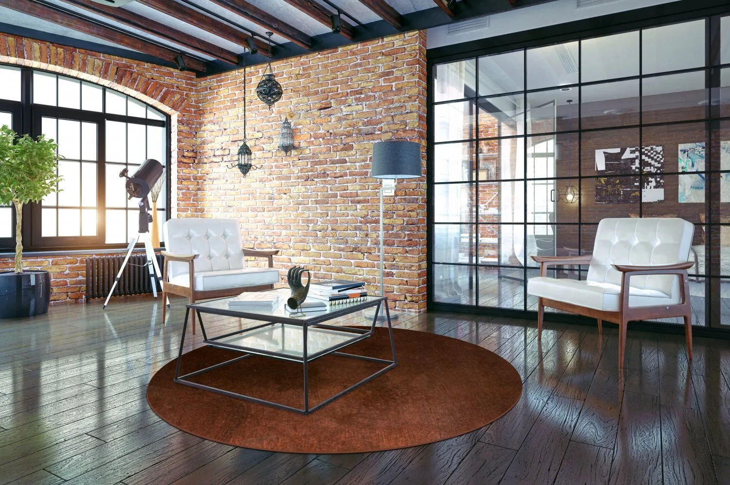 Round rug - Bovera (brown/red)