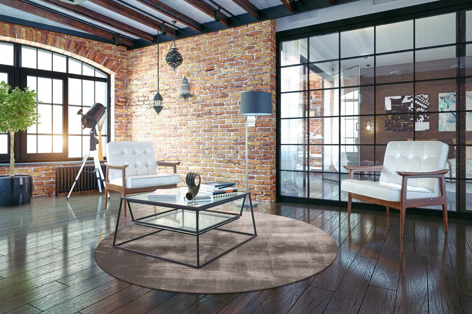 Round rug - Olmedo (grey/beige)