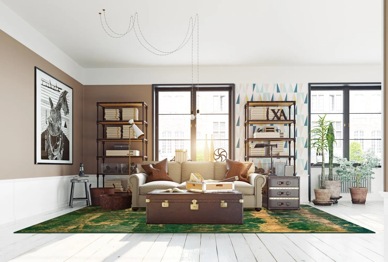 Wilton rug - Cantoria (beige/green)