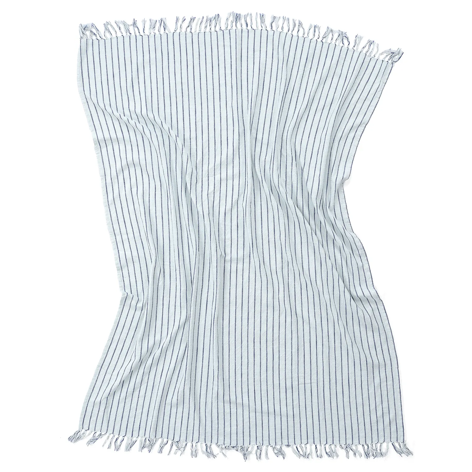Throws - Rumi stripe cotton throw (light blue/navy/cream)