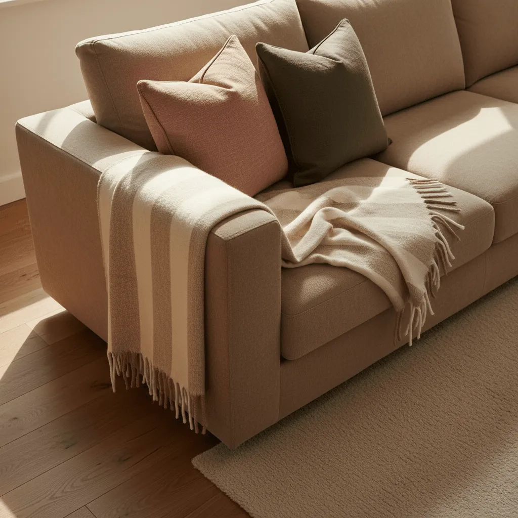 Throws - Wool blend throw - Beatriz Stripe (beige/white)