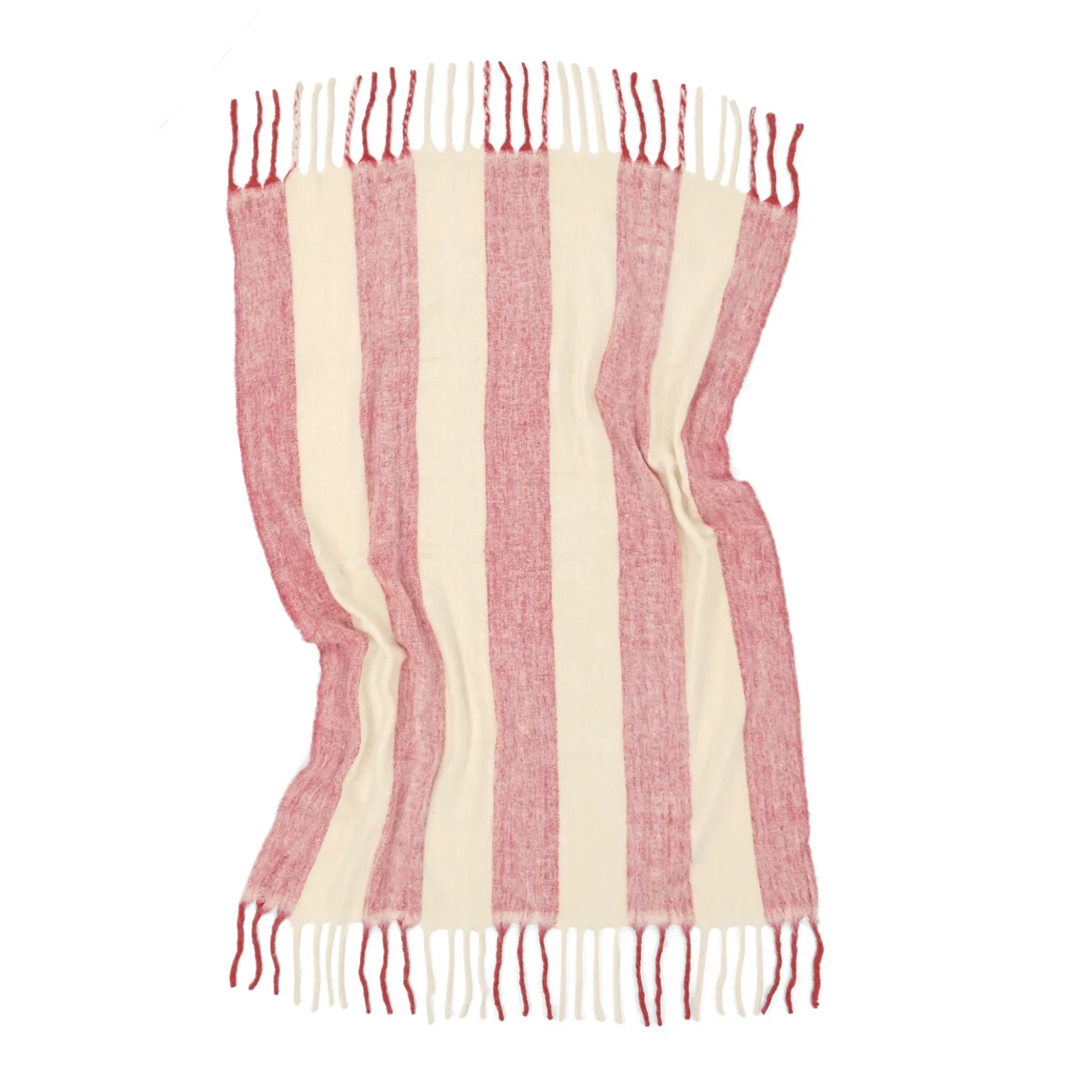 Throws - Wool blend throw - Beatriz Stripe (red/white)