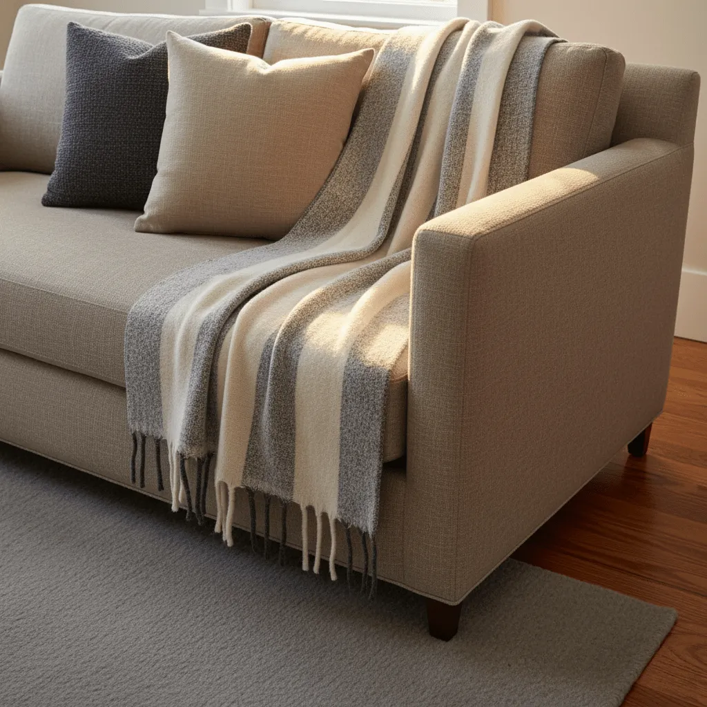 Throws - Wool blend throw - Beatriz Stripe (black/white)