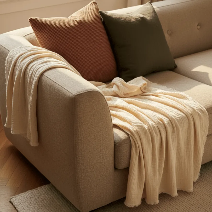 Throws - Muslin throw - Dorena (cream)