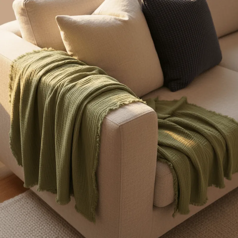Throws - Muslin throw - Dorena (green)