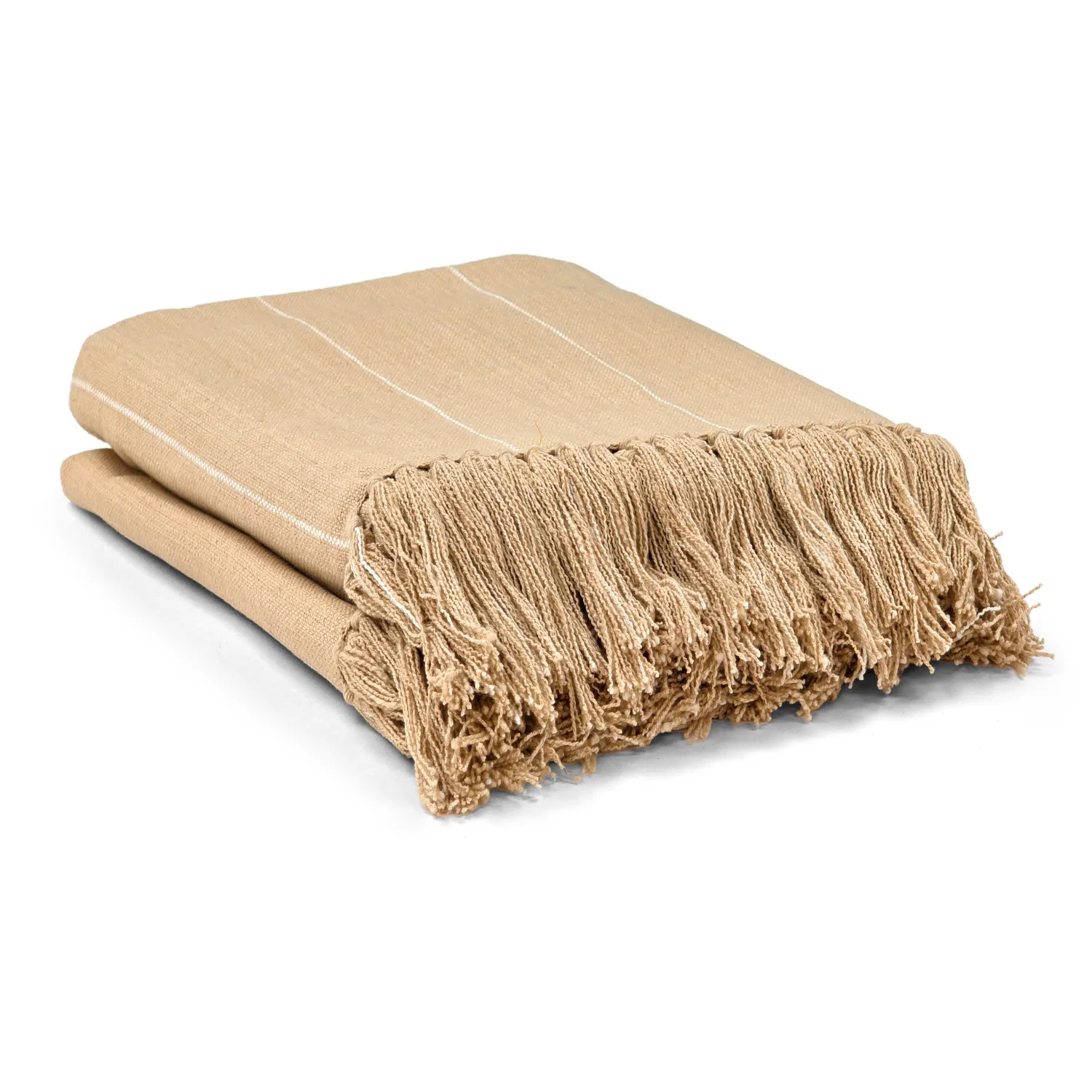 Throws - Cotton throw - Martina Stripe (beige/white)
