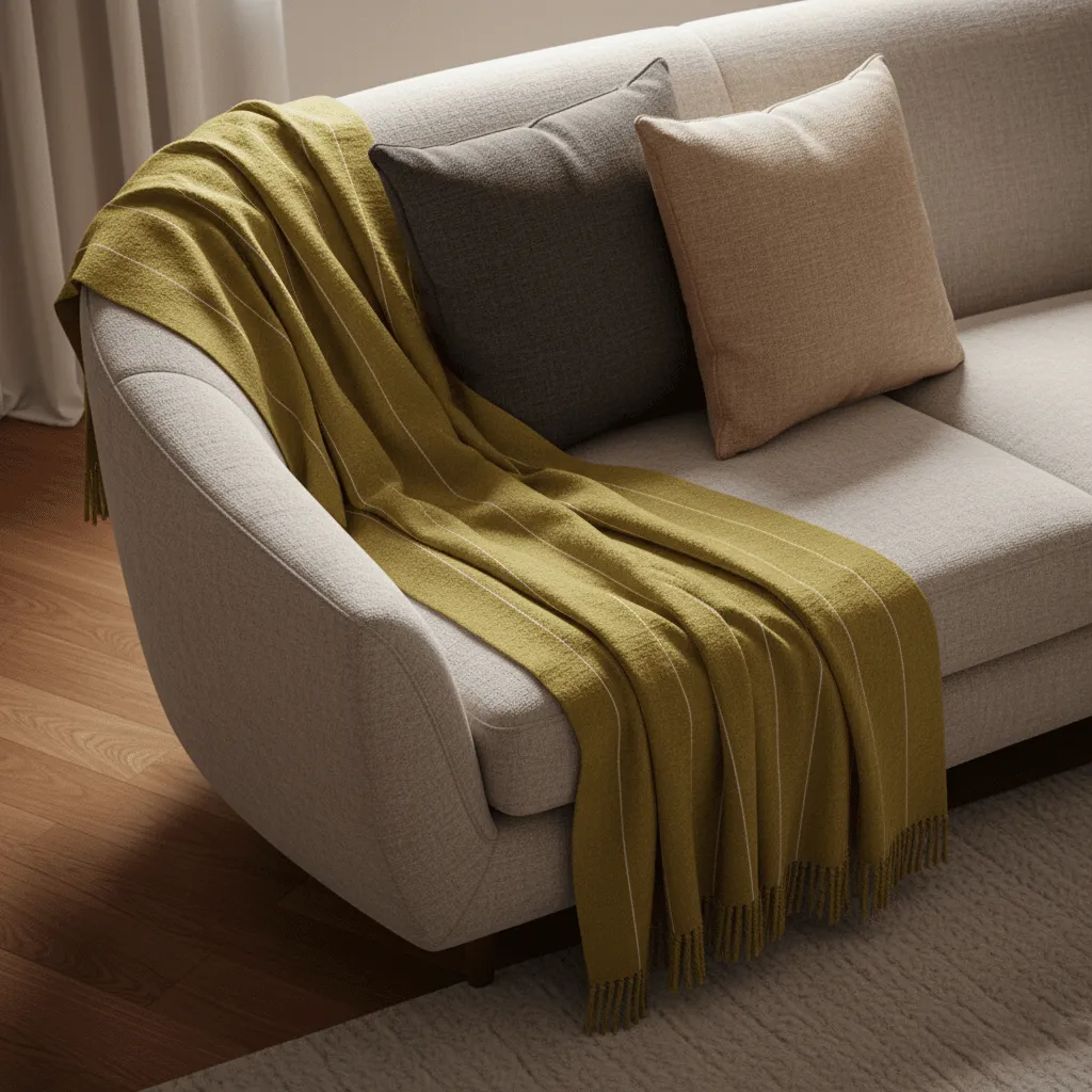 Throws - Cotton throw - Martina Stripe (green/white)