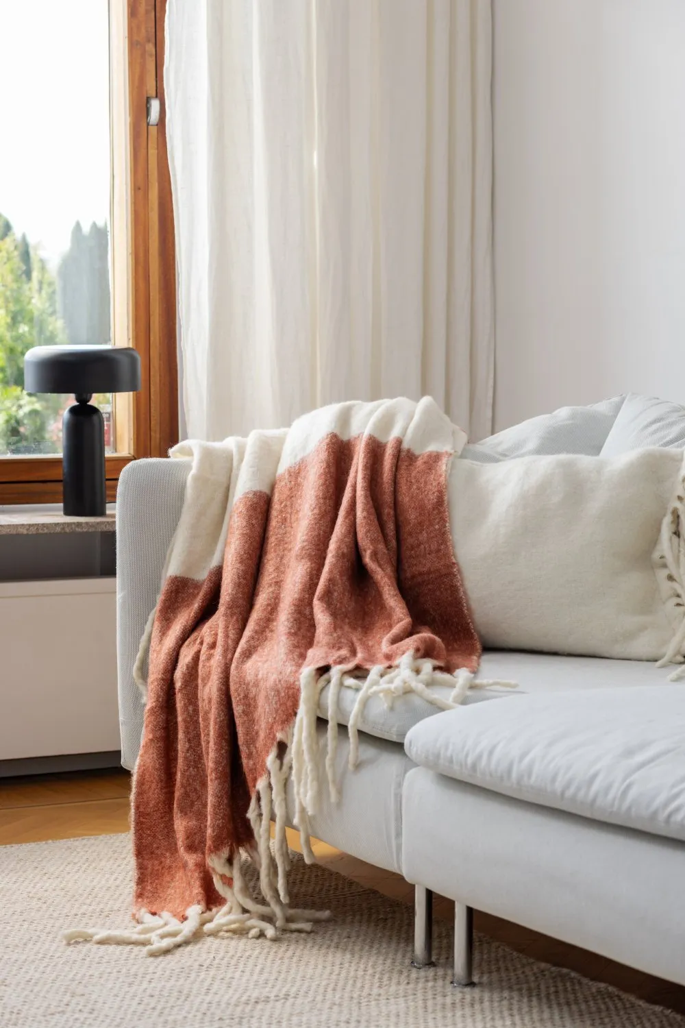 Throws - Plaid in wool mix - Carrie (pink)
