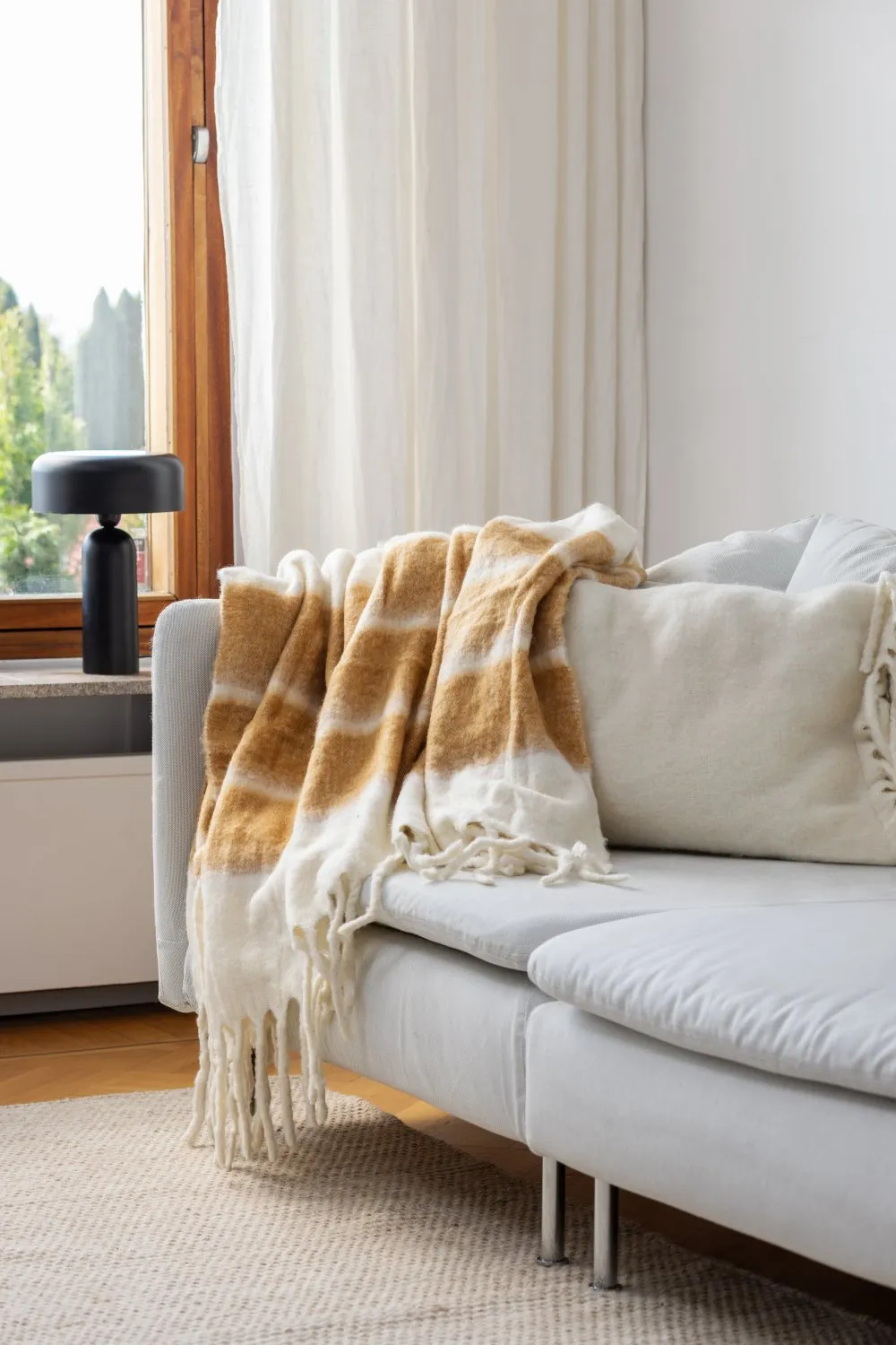 Throws - Plaid in wool mix - Charlotte (yellow)