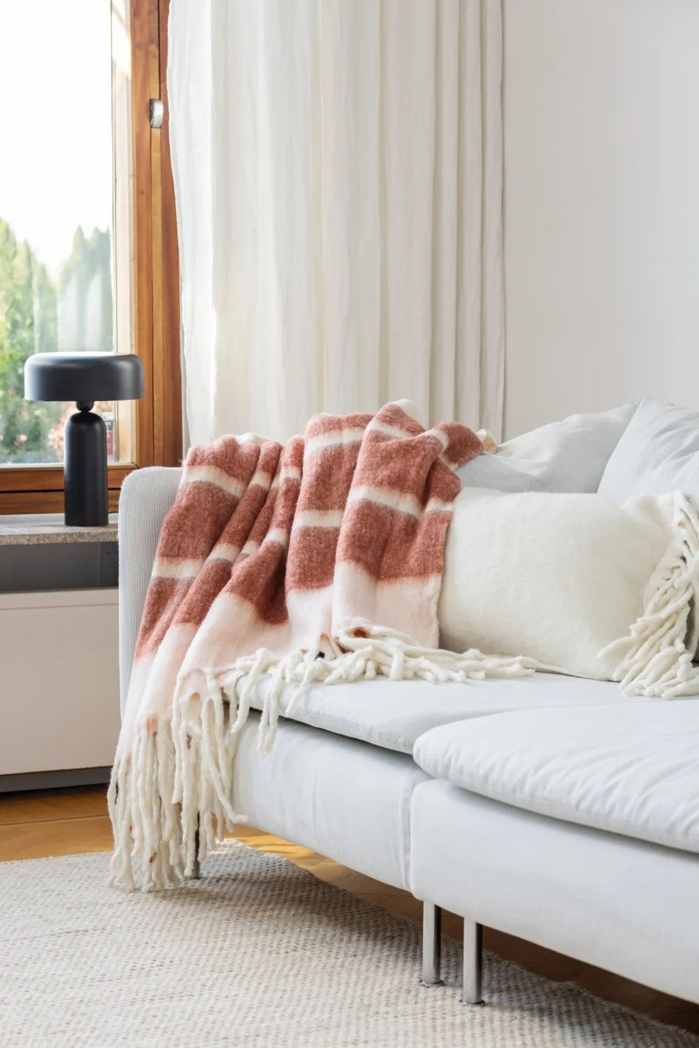 Throws - Plaid in wool mix - Charlotte (pink)