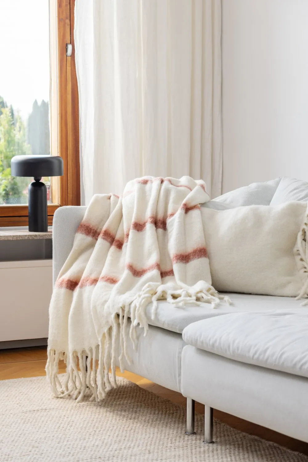 Throws - Plaid in wool mix - Miranda (pink)