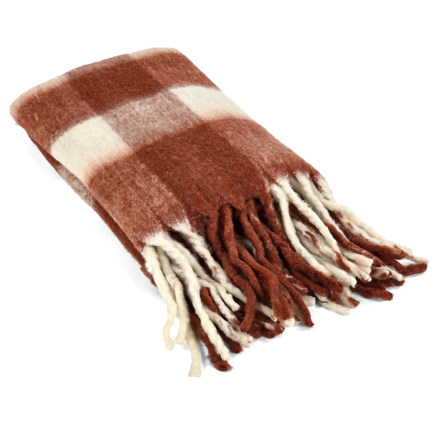Throws - Plaid in wool mix - Phoebe (pink)