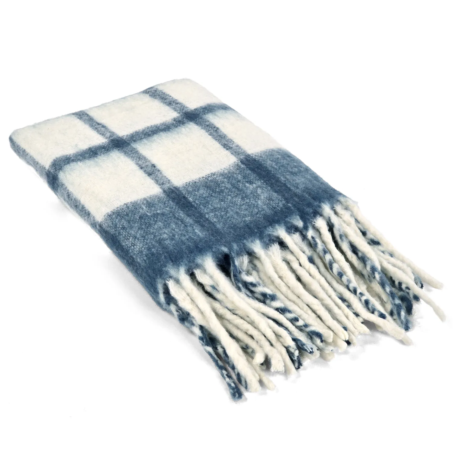 Throws - Plaid in wool mix - Rachel (blue)