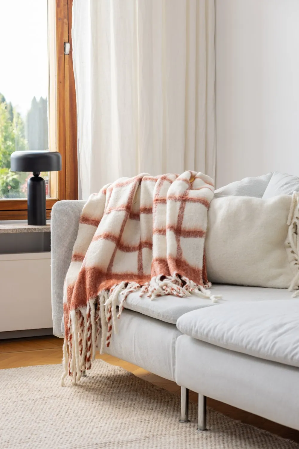 Throws - Plaid in wool mix - Rachel (pink)
