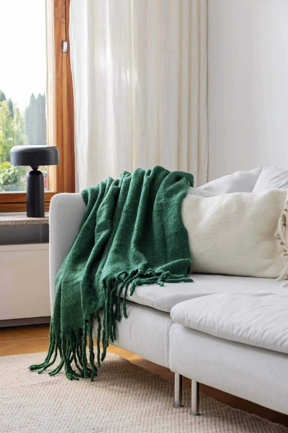 Throws - Plaid in wool mix - Samantha (green)