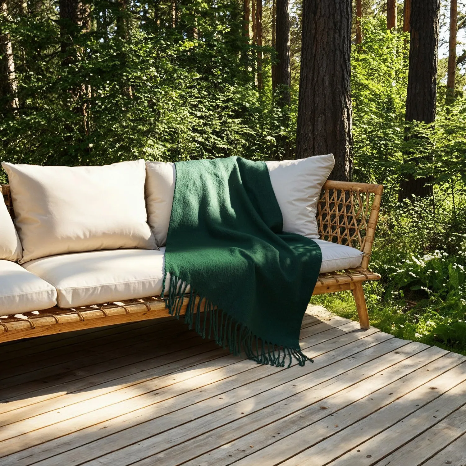 Throws - Plaid in wool mix - Samantha (green)