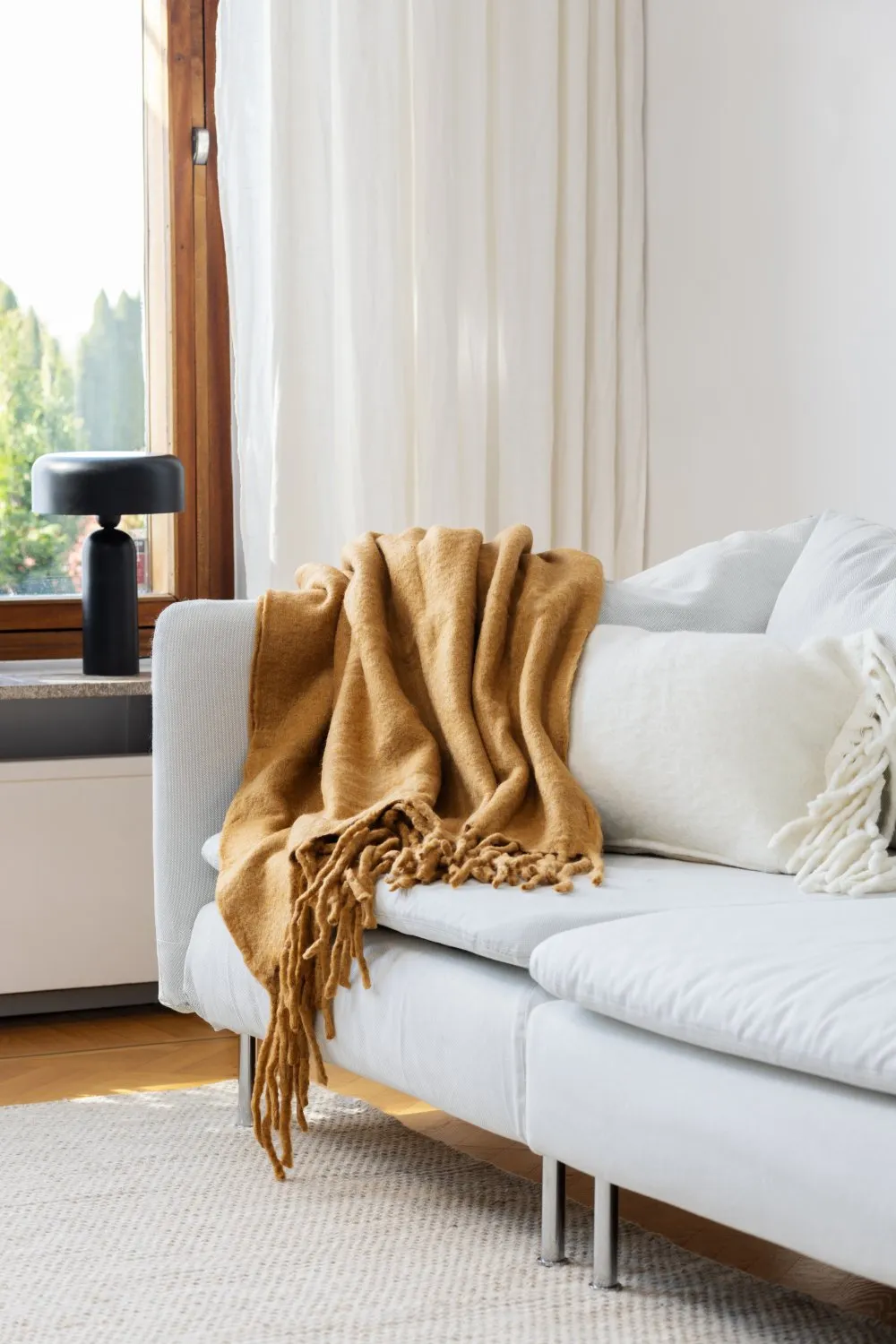 Throws - Plaid in wool mix - Samantha (yellow)