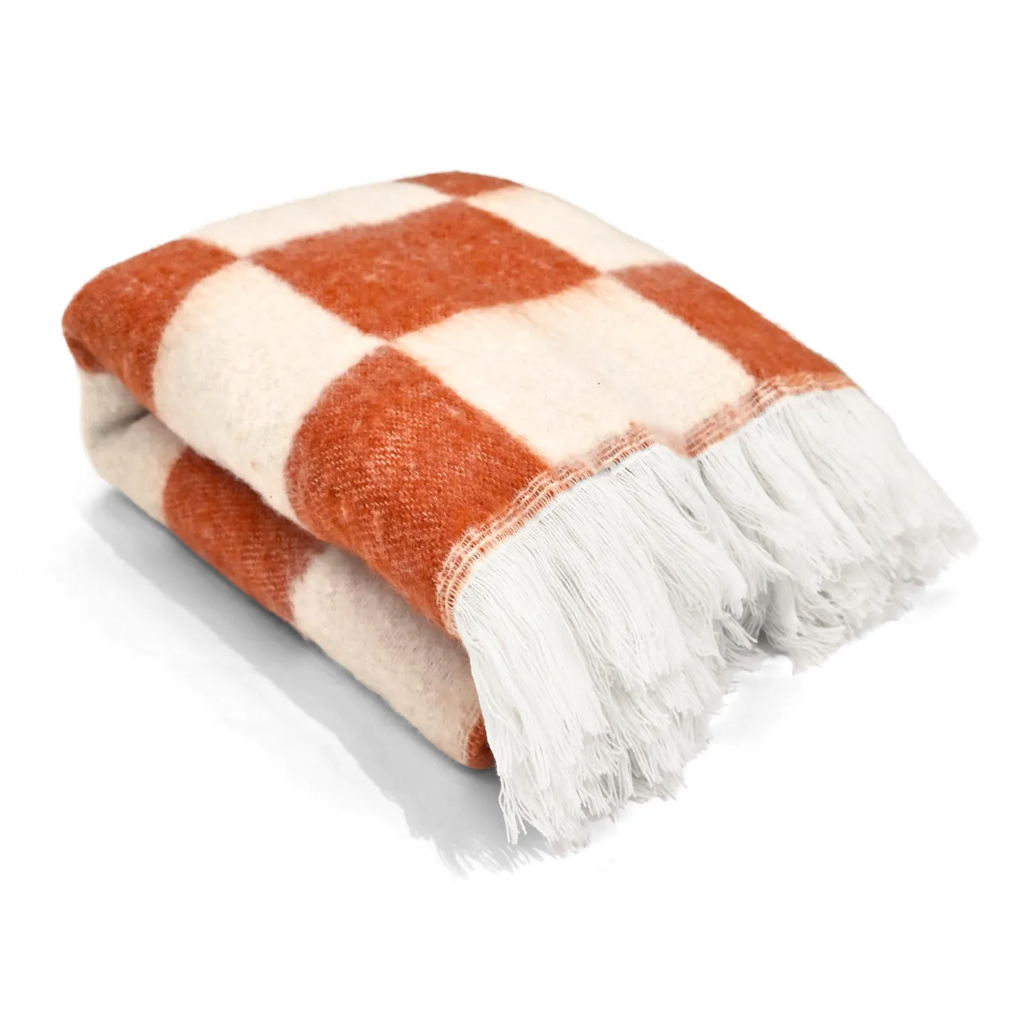 Throws - Wool blend throw - Audrey Check (pink/off white)