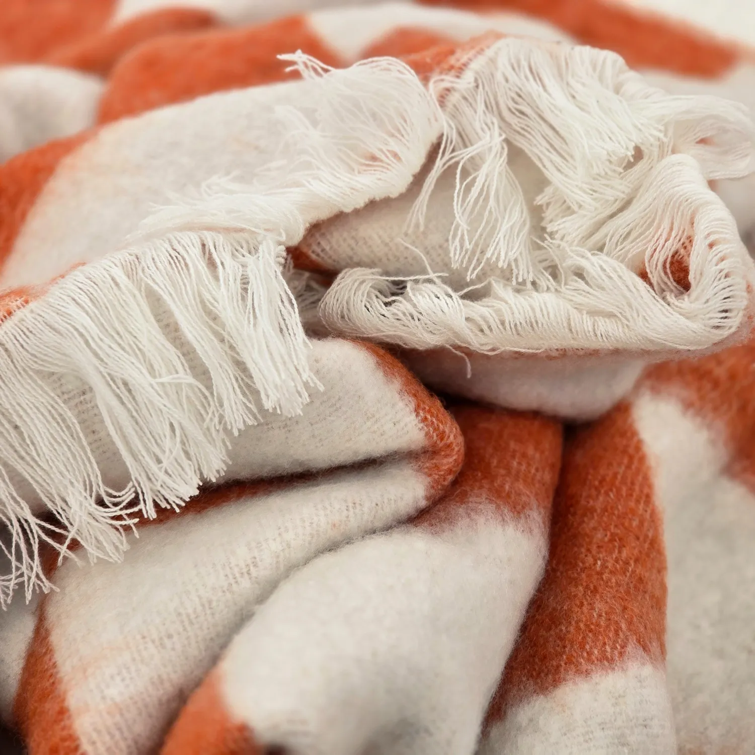 Throws - Wool blend throw - Audrey Check (pink/off white)