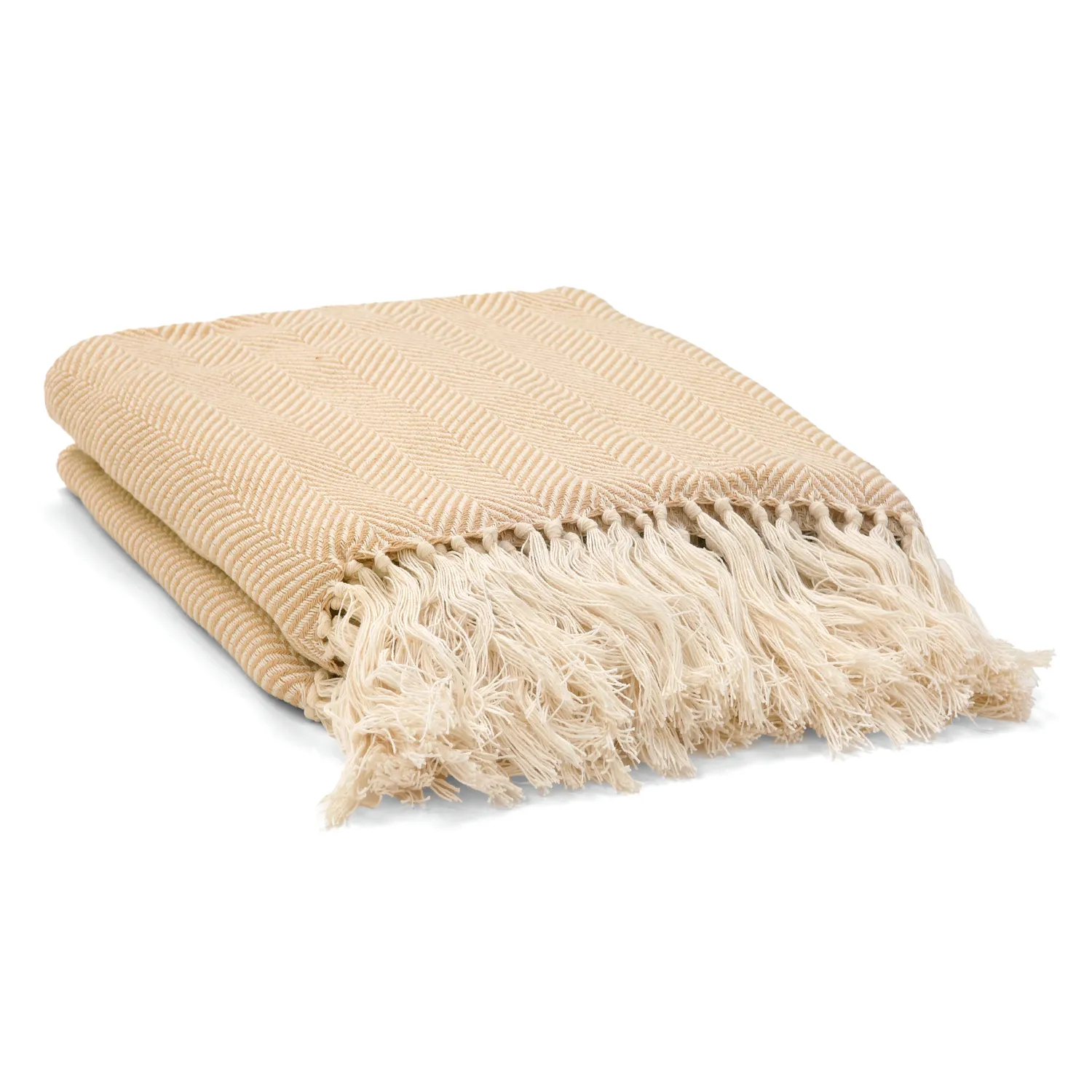 Throws - Cotton throw - Denisa Fishbone (beige/white)