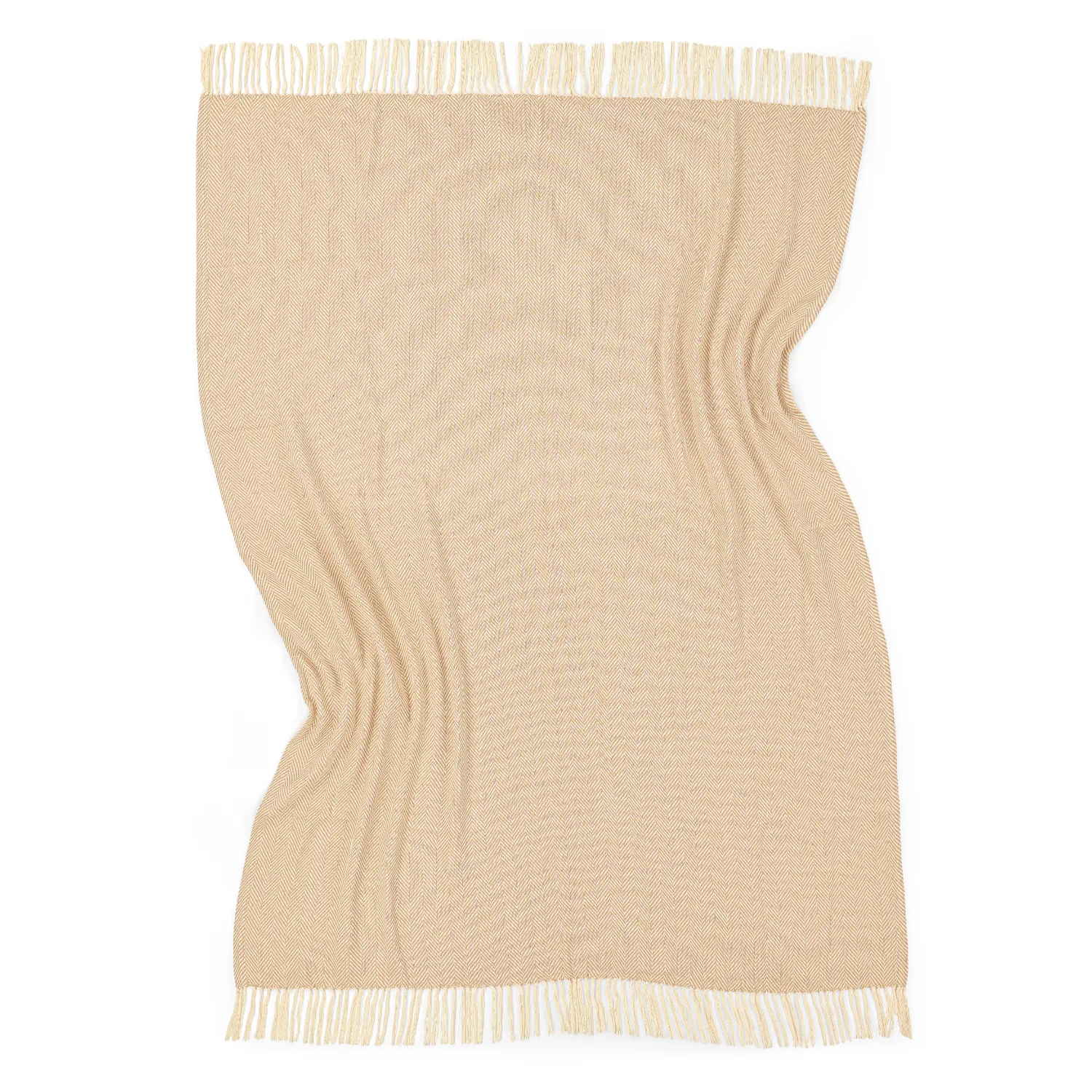Throws - Cotton throw - Denisa Fishbone (beige/white)