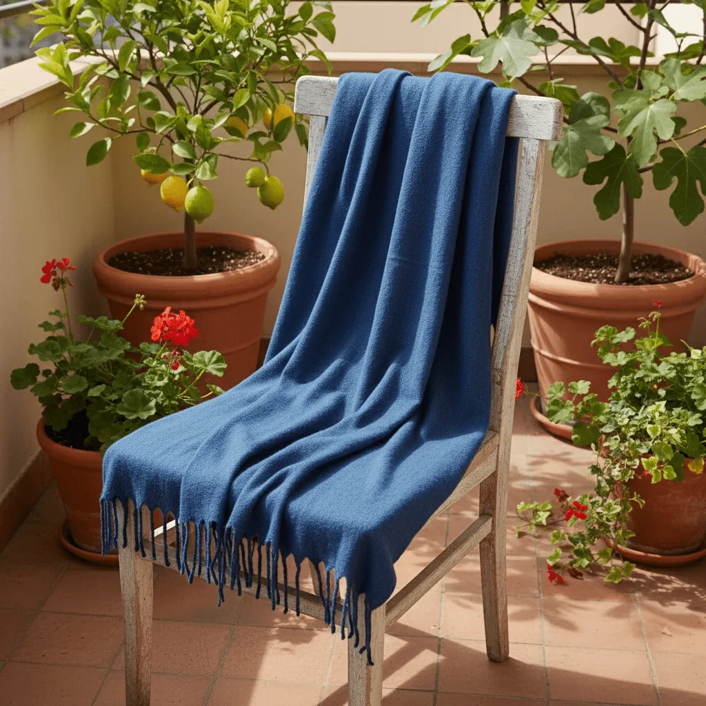 Throws - Wool blend throw - Samantha (navy blue)