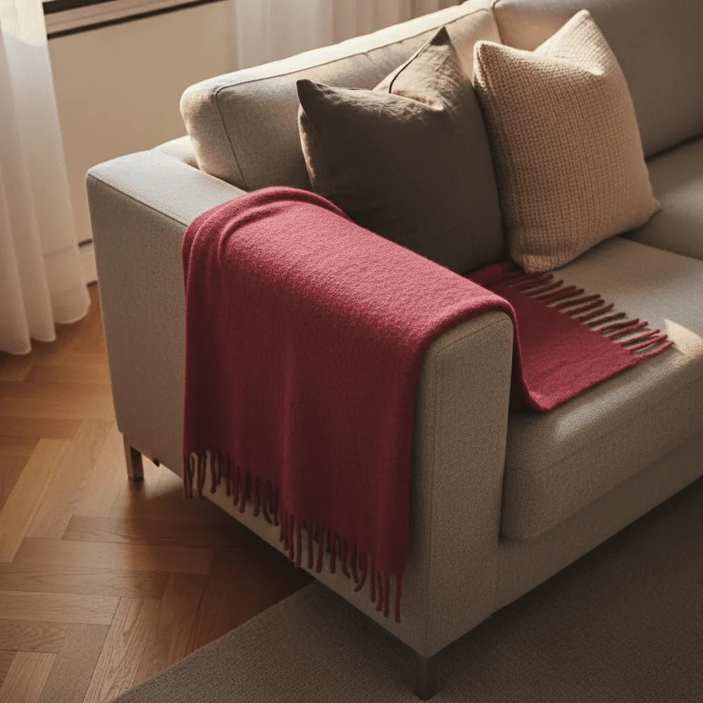 Throws - Wool blend throw - Samantha (dark red)