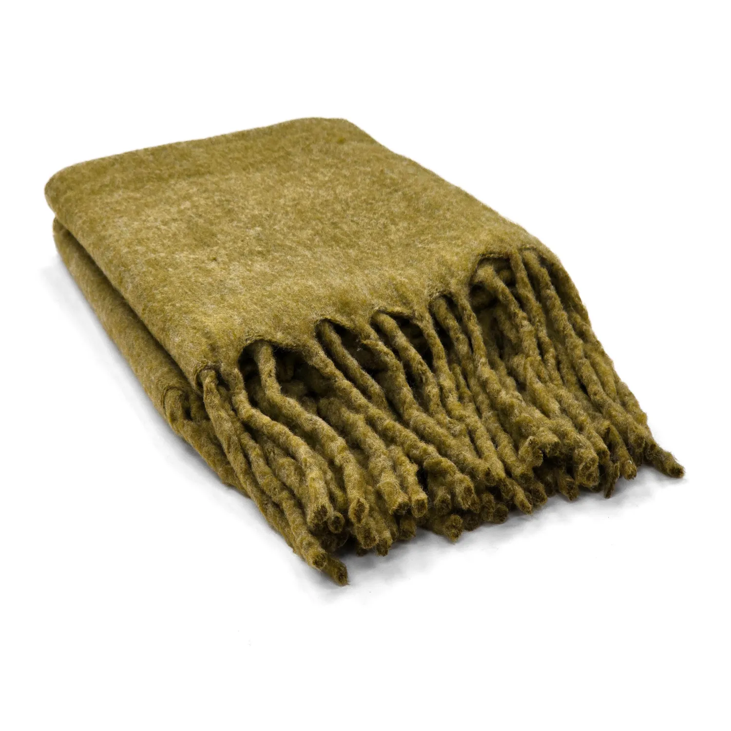 Throws - Wool blend throw - Samantha (olive green)