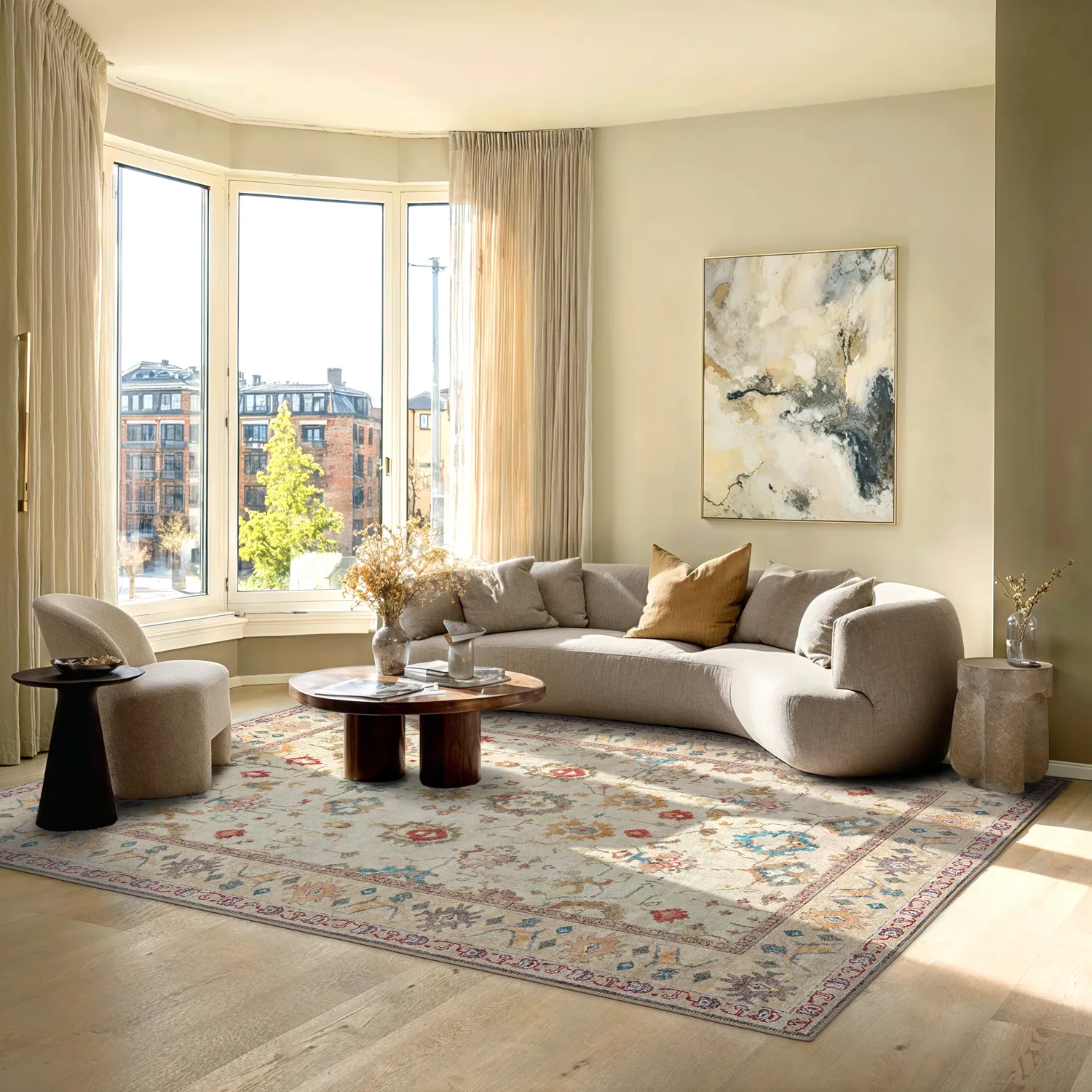 Flatweave rug - Adira (grey/pink)