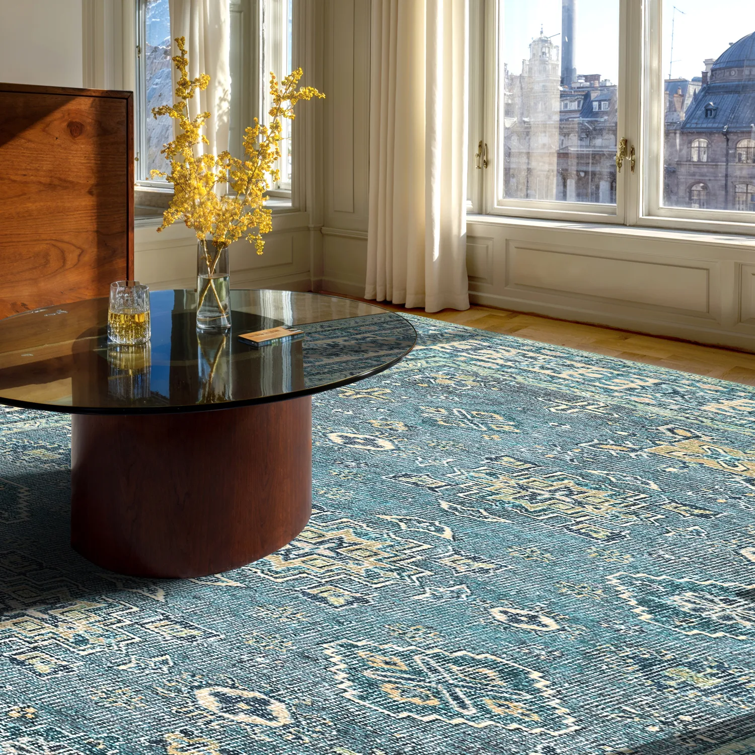 Flatweave rug - Benaluna (blue/green)