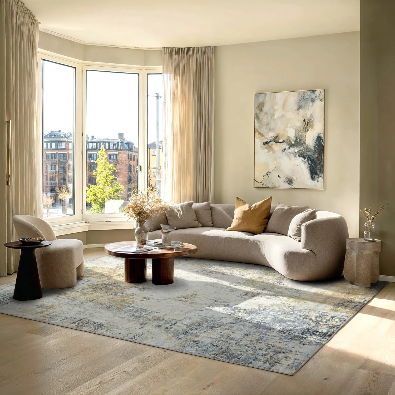 Flatweave rug - Comino (beige/multi)