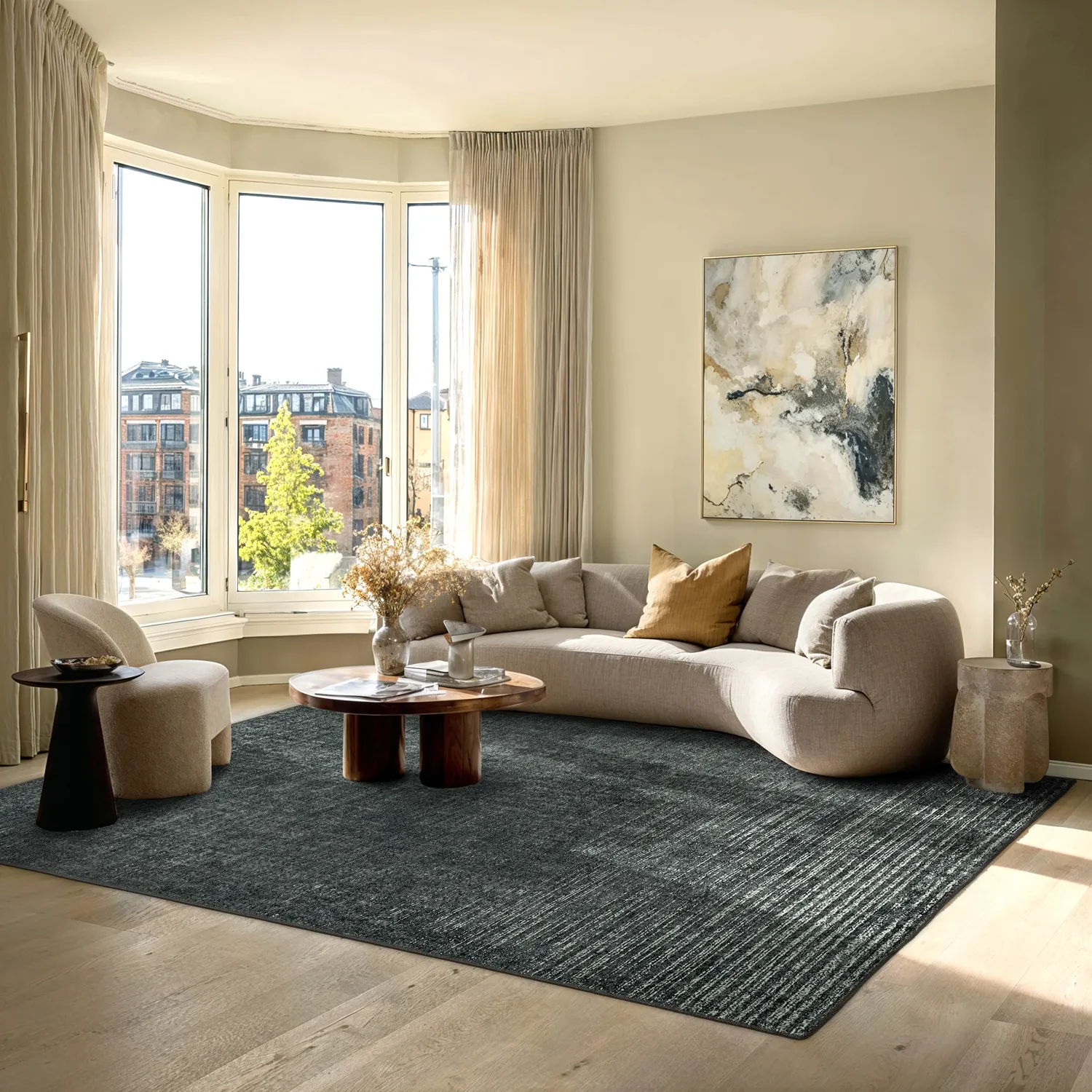 Flatweave rug - Elarion (black)