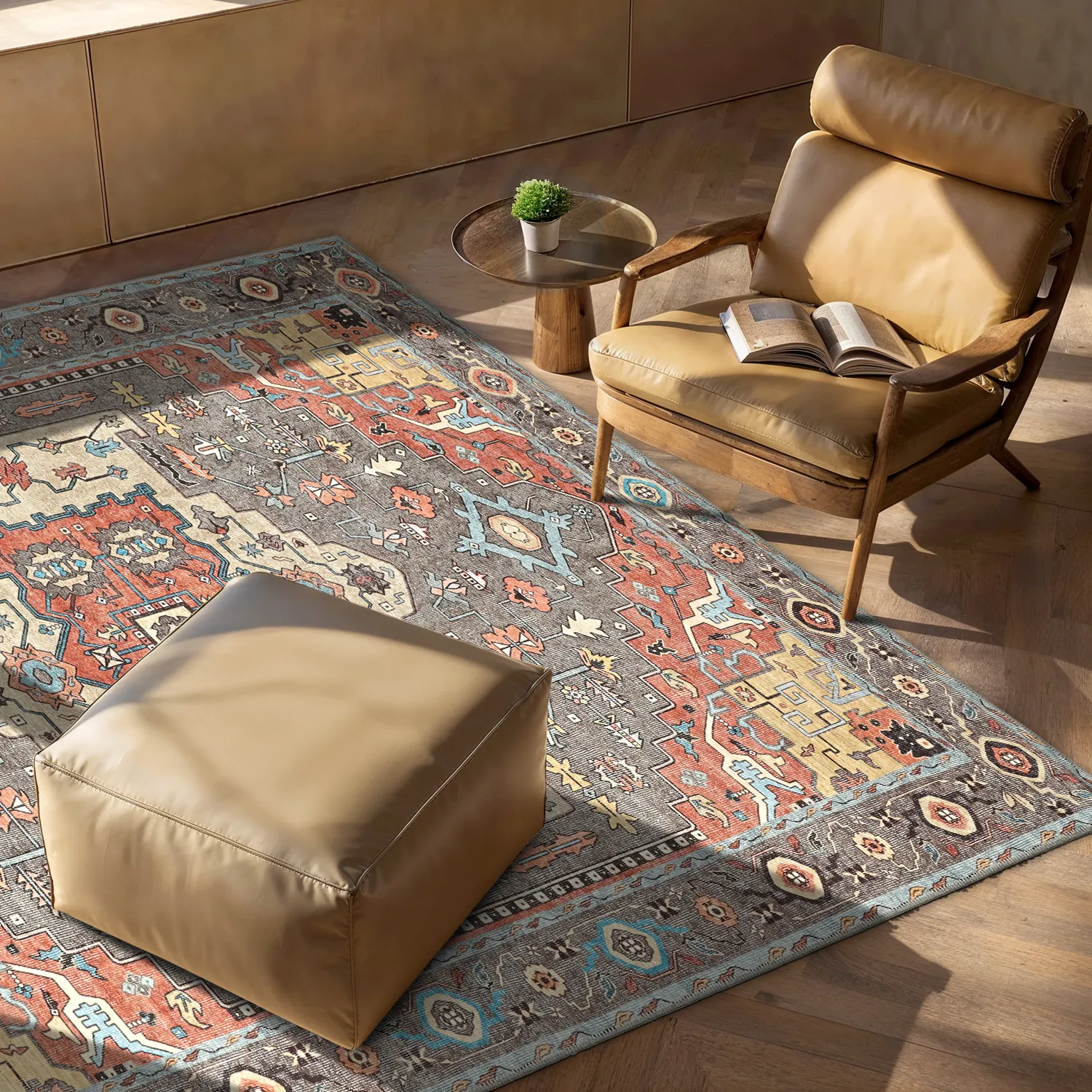 Flatweave rug - Kordava (grey/red)