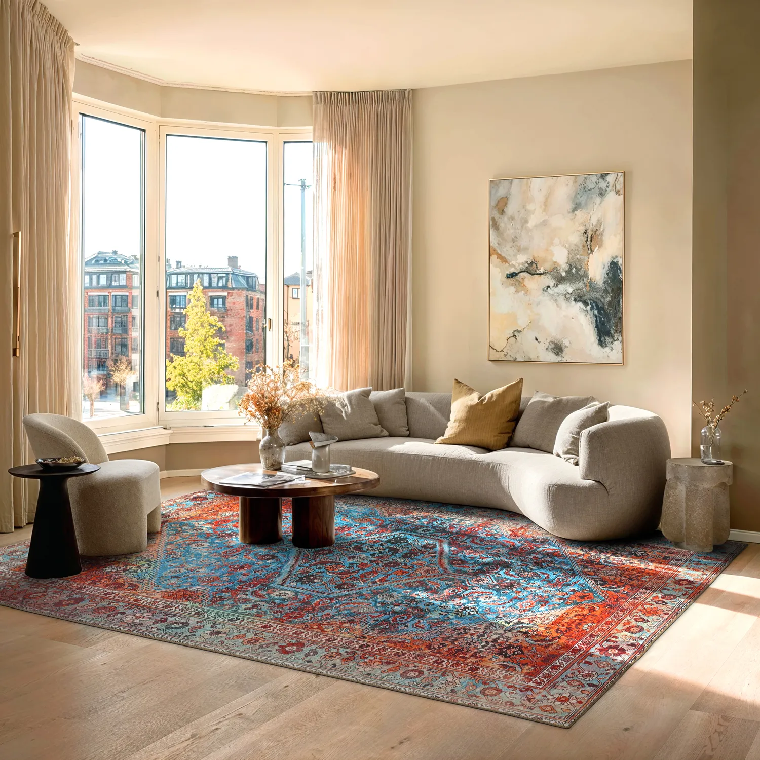 Flatweave rug - Mardin (red/blue)