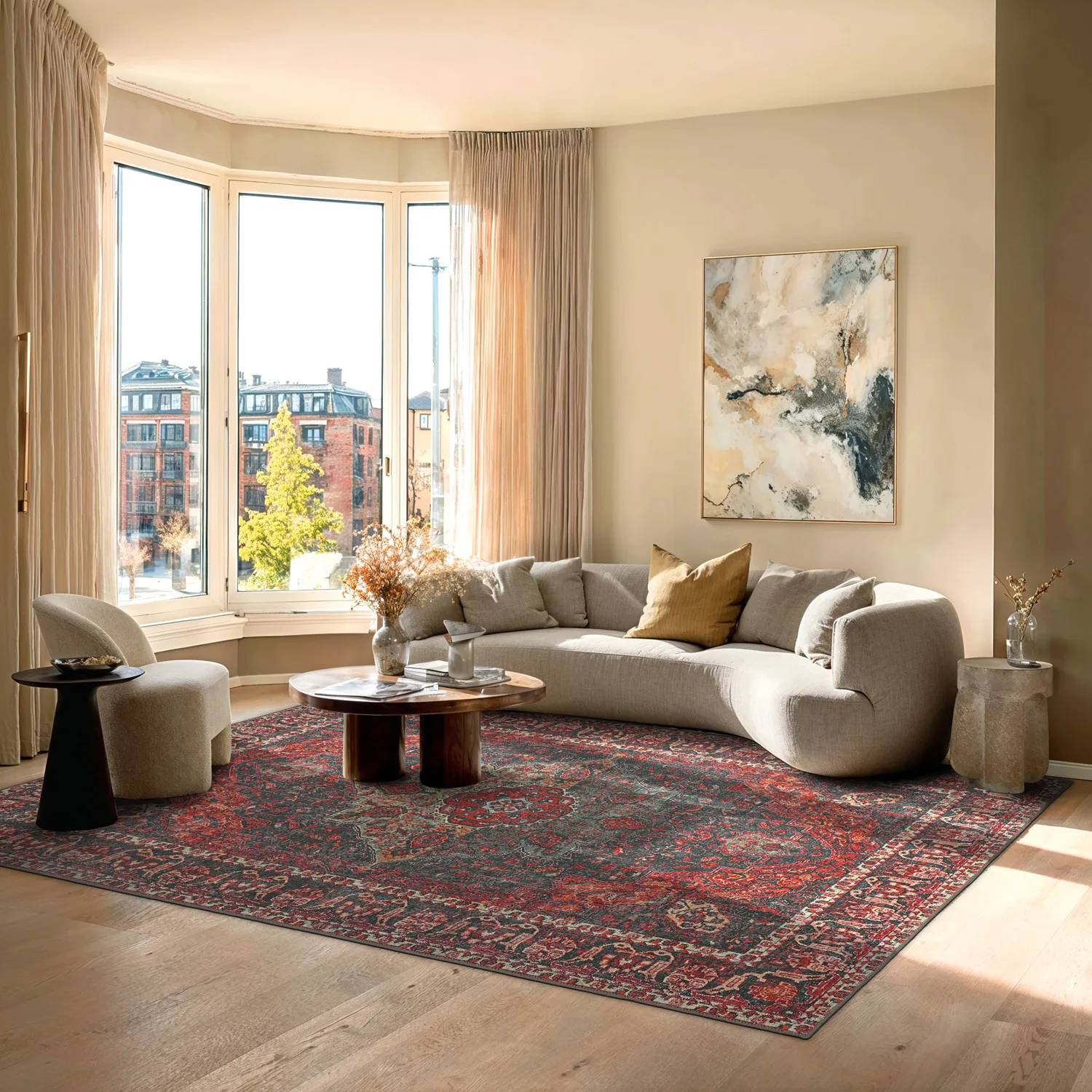 Flatweave rug - Velamir (red)
