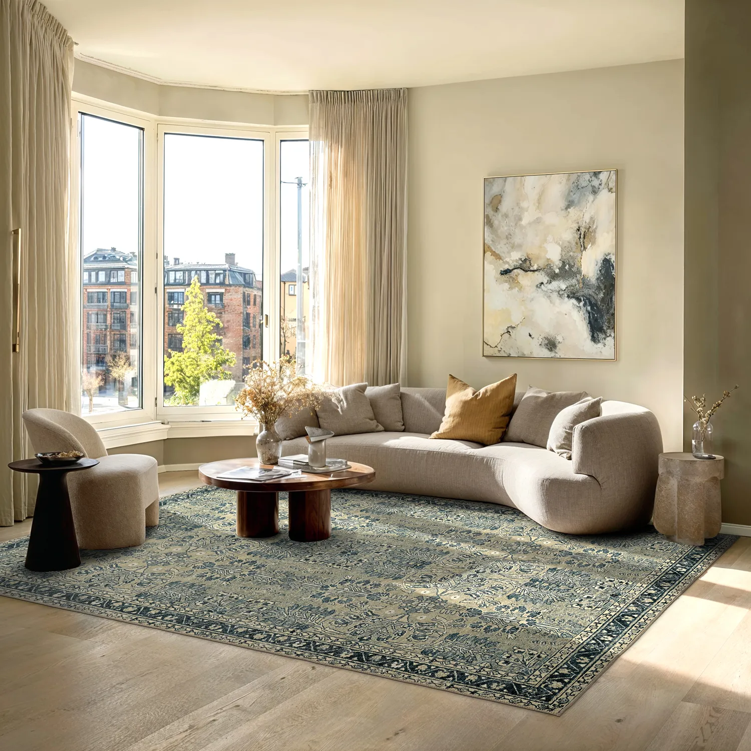 Flatweave rug - Yasirah (blue/green)