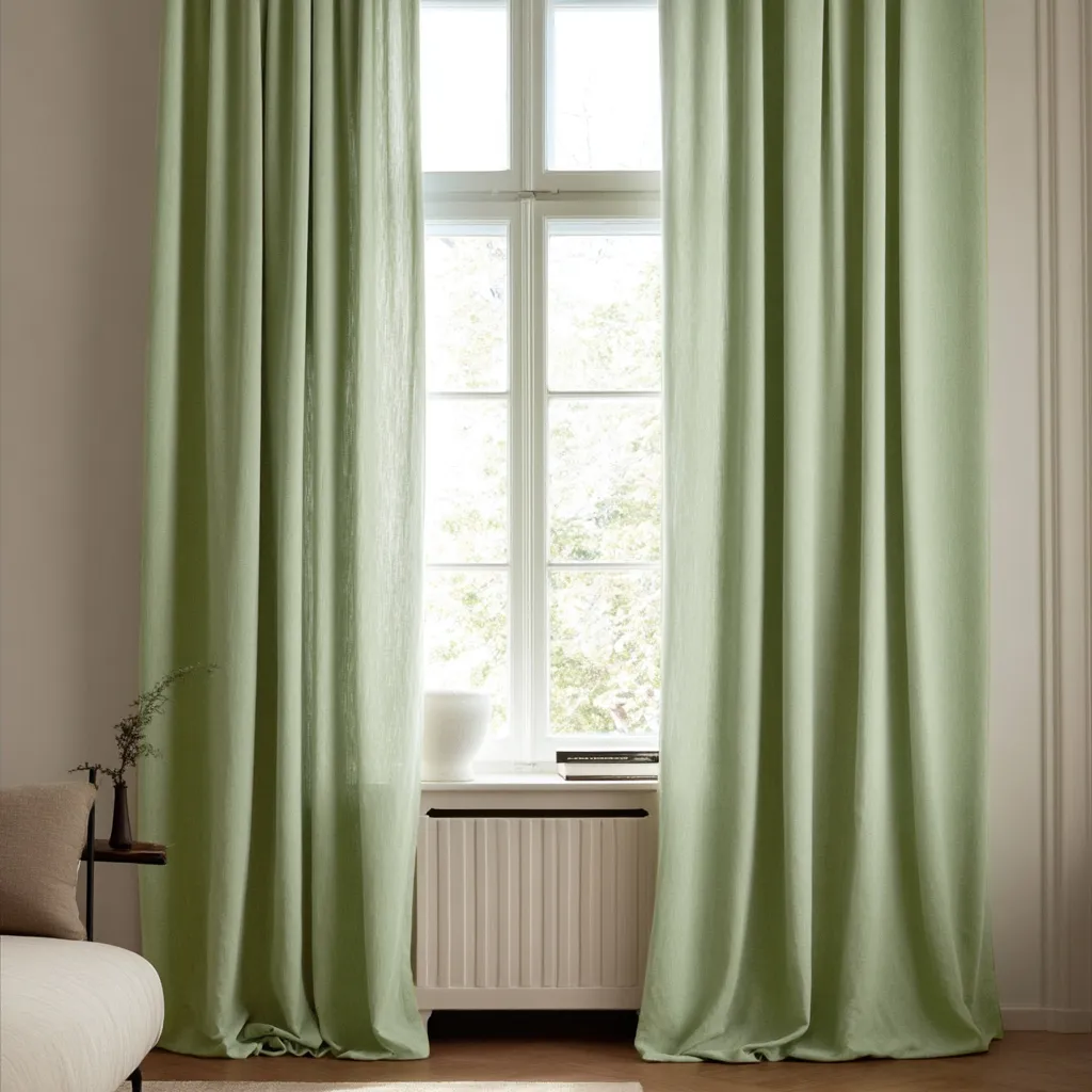 Curtains - Curtain in Linen Imitation Andrada (light green)